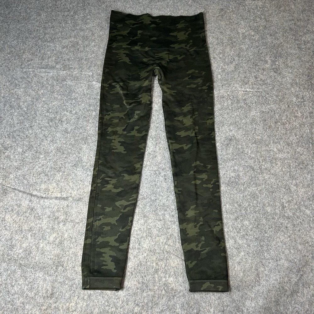 Spanx Look At Me Now Leggings Womens Medium Seamless Camouflage Green
